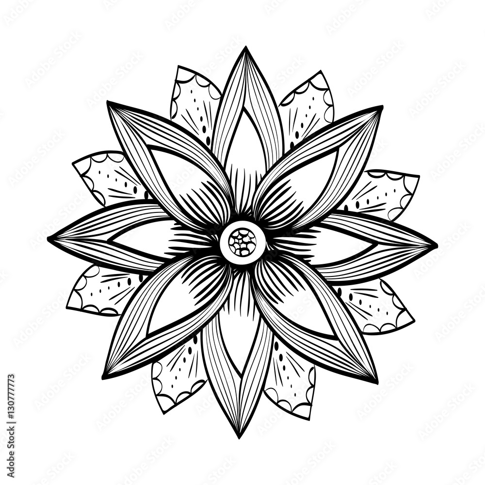 Beautiful flower in black and white icon vector illustration graphic design