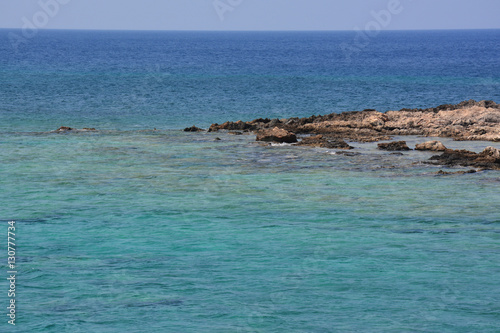 Amazing color of the water the Mediterranean Sea, beautiful Crete