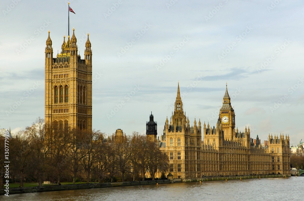 Obraz premium A view of Westminster and Big Ben taken from Lambeth Bridge London.