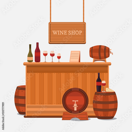 Illustration of a wine shop.