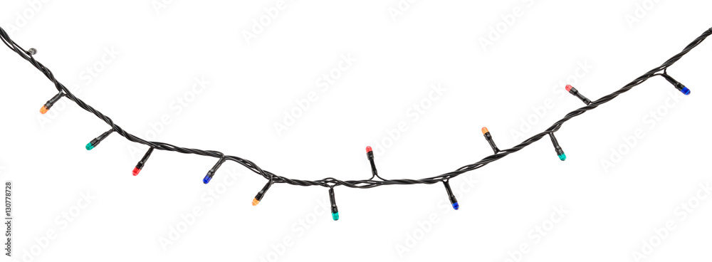 Multicolored lamp garland isolated on white Multicolored lamp garland isolated on white