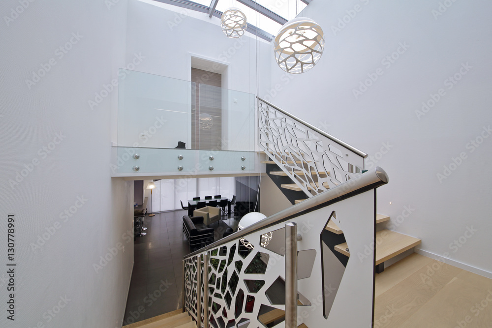 cage d'escalier design contemporain - obrazy, fototapety, plakaty 