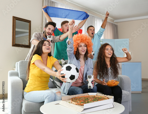 Soccer fans with France fla...