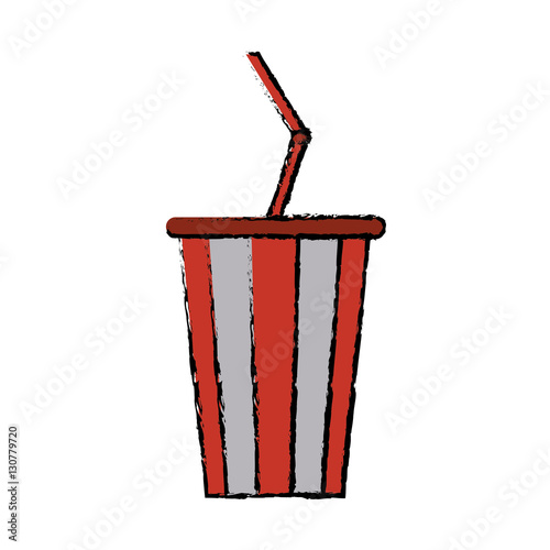 drawing plastic cup soda with straw drink american football vector illustration eps 10