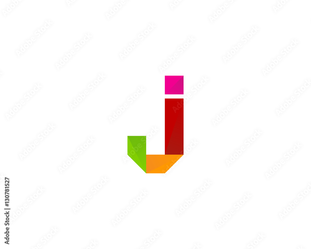 Letter J Ribbon Flip Logo Design Template Element