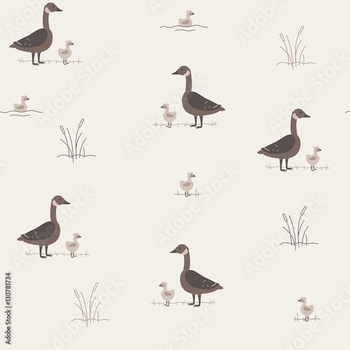 Seamless Pattern with Geese