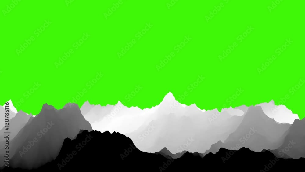Dreamy Silhouette Mountain Range Covered by Shadows on a Green Screen Dreamy Silhouette Mountain Range Covered by Shadows on a Green Screen