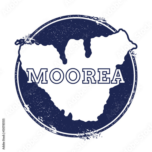 Moorea vector map. Grunge rubber stamp with the name and map of island, vector illustration. Can be used as insignia, logotype, label, sticker or badge.