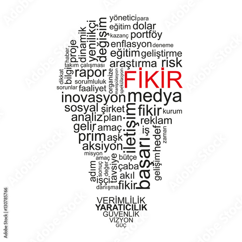 Idea word on light bulb shape - Turkish