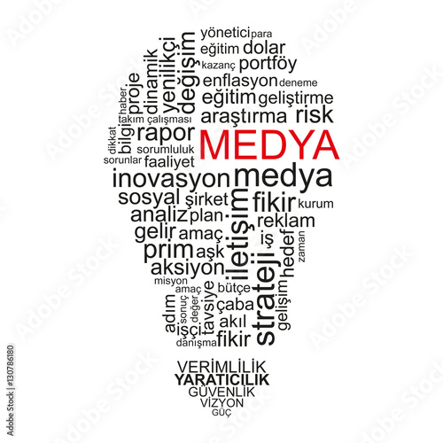 Media word on light bulb shape - Turkish