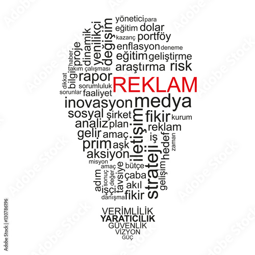 Advertisement word on light bulb shape - Turkish