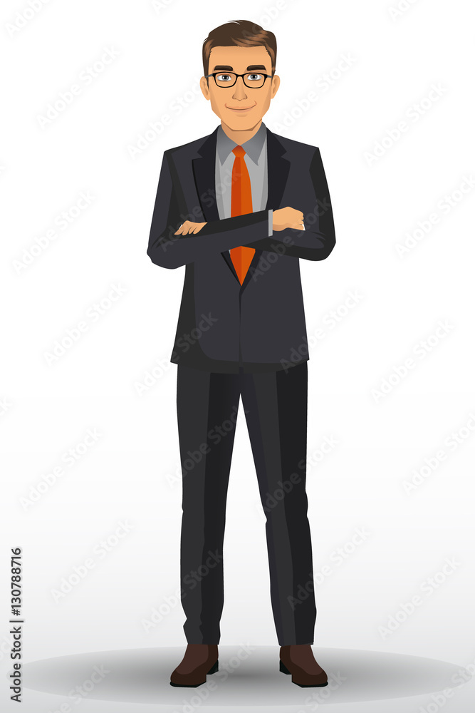 Businessman in black suits, with standing position, vector illustration Businessman in black suits, with standing position, vector illustration