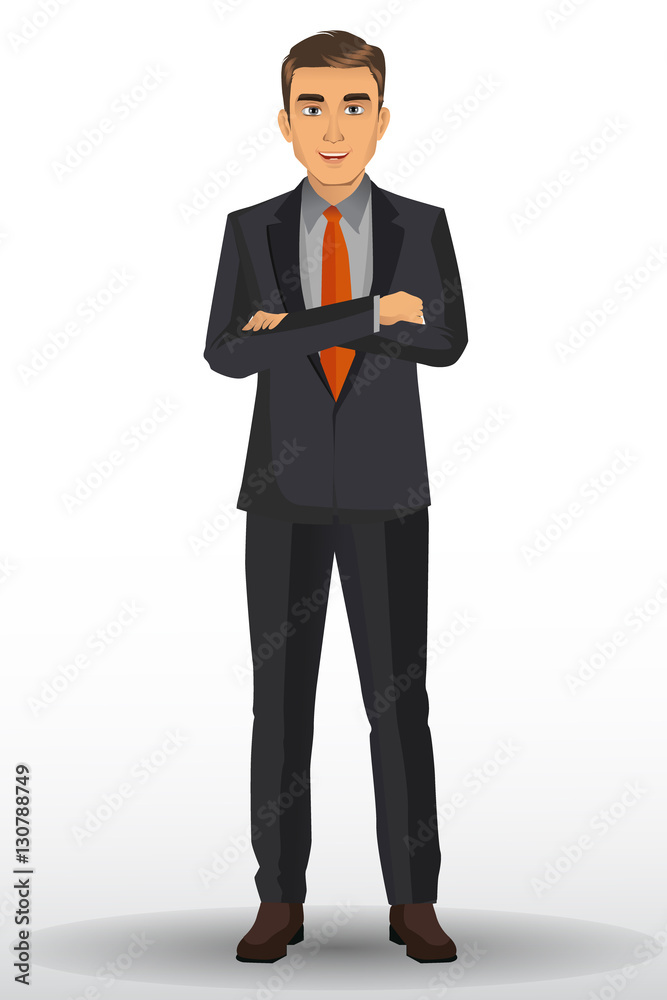 Businessman in black suits, with standing position, vector illustration Businessman in black suits, with standing position, vector illustration