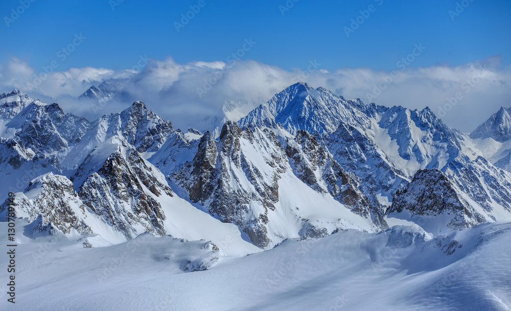 Alps, view from Mt. Titlis in Switzerland in winter