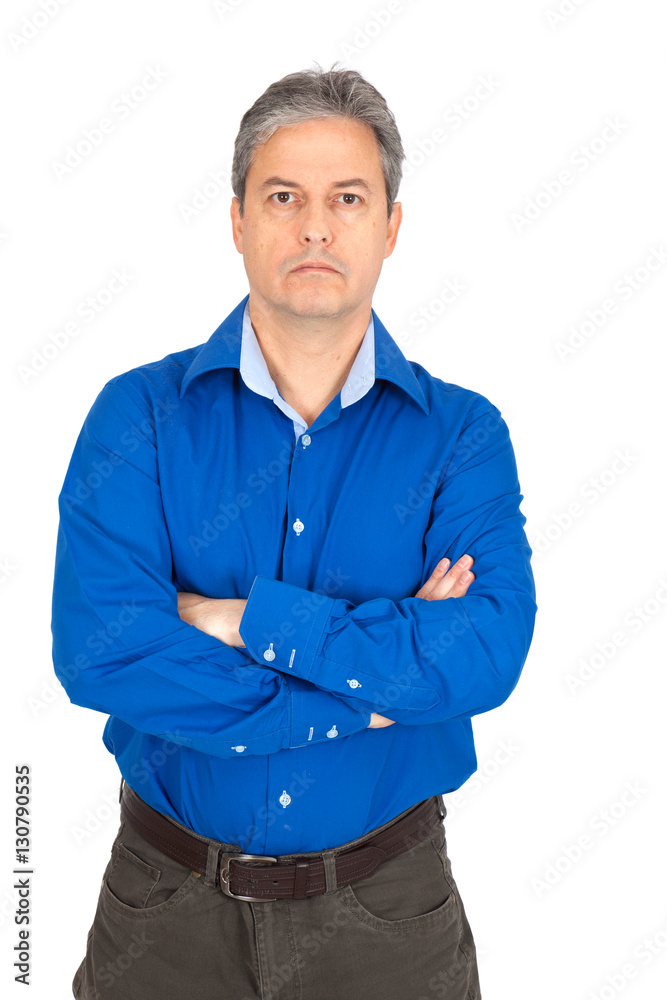 Handsome man doing different expressions in different sets of clothes: arms crossed Handsome man doing different expressions in different sets of clothes: arms crossed