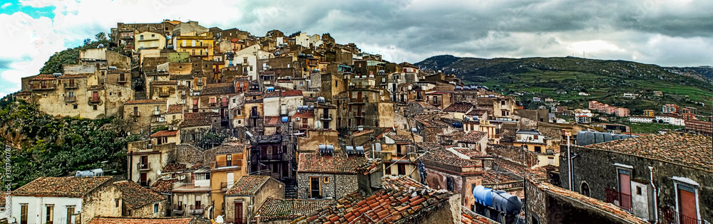 Sicilian typical mountain nestled village