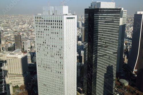 view of the modern buildings of the Nishi Shinjuku district in capital of Japan photo