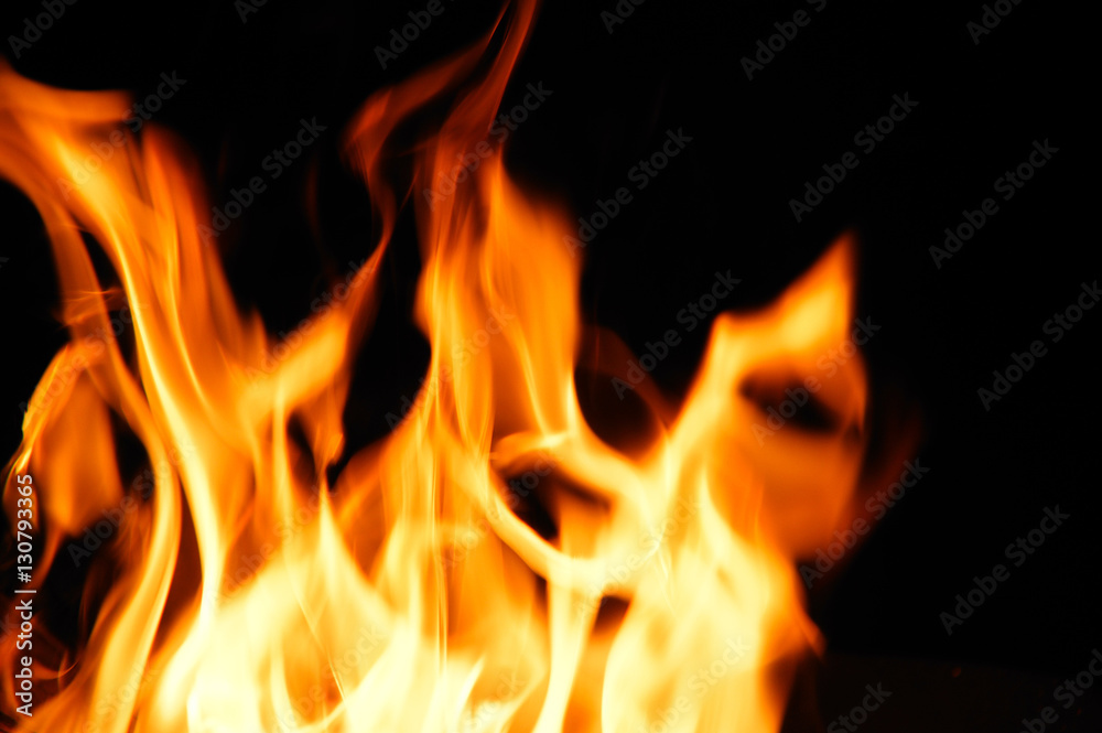 burning fire flame on the black background burning fire flame on the black background
