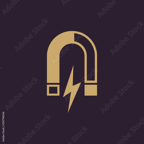 Magnet icon. Magnetic and attract, physics symbol. Flat design. Stock - Vector illustration