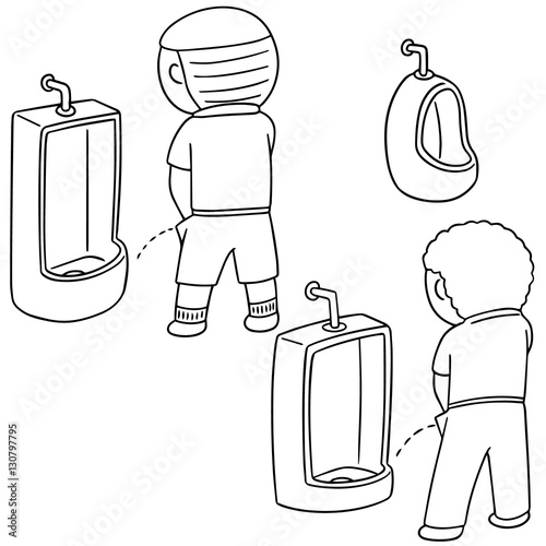 vector set of man peeing
