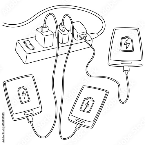vector set of smartphone charging