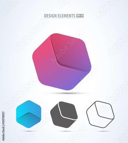 Vector abstract design hexagonal vector corporate logo icon template. Colorful app icon set. Clean and simple shapes