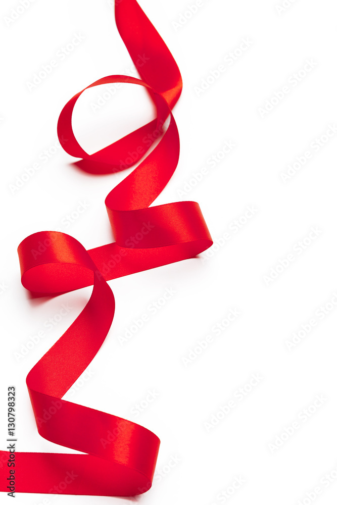 Red ribbon on white background Red ribbon on white background