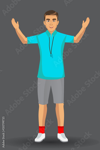 Coach sport with standing position. isolated on background. vector illustration