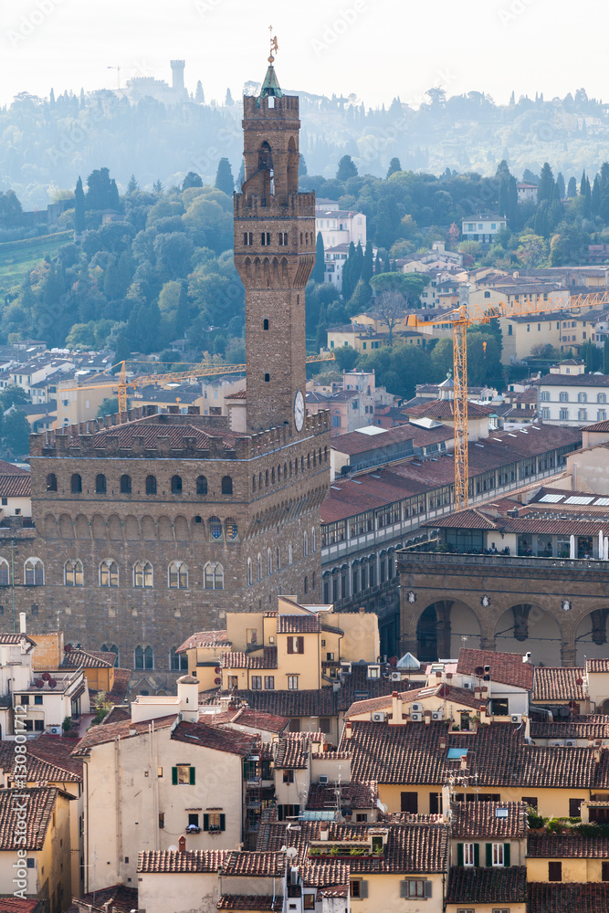above view Florence city with Palazzo Vecchio