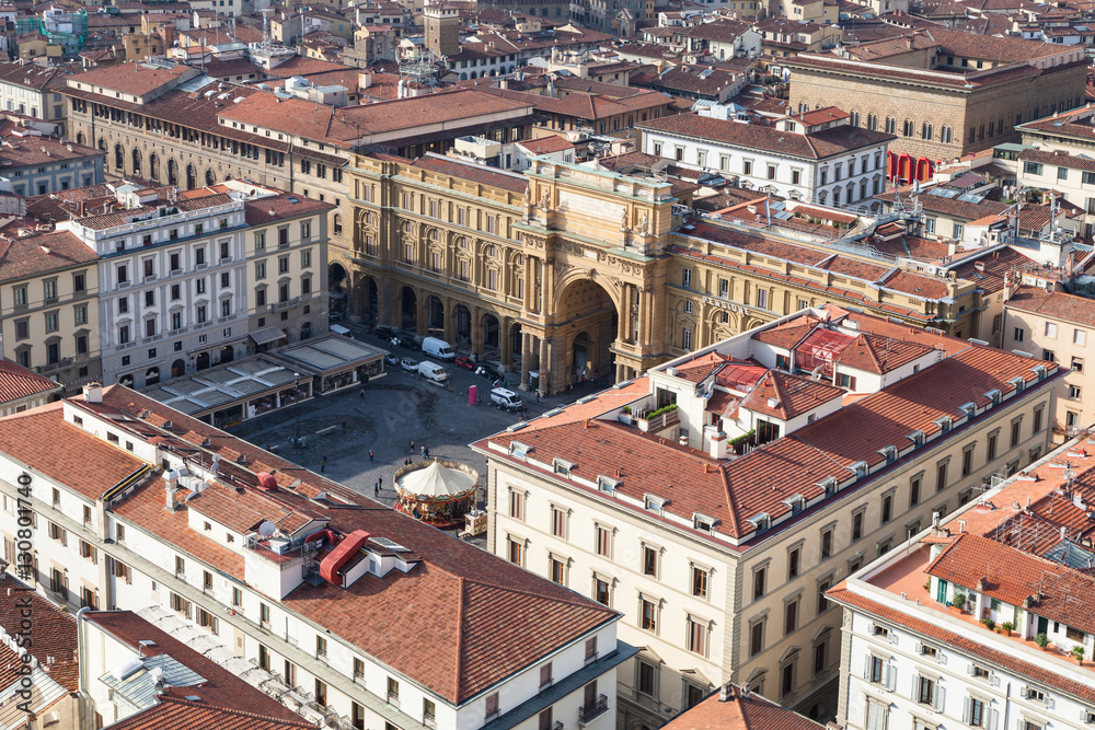 above view of Piazza della Repubblica in Florence