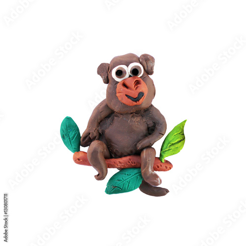 Plasticine  baby animal 3D rendering  sculpture isolated on white
