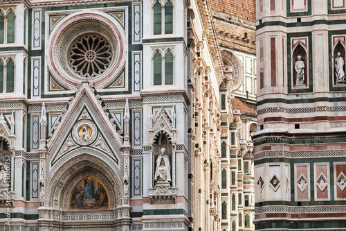 decorated wall of Duomo and Campanile in Florence