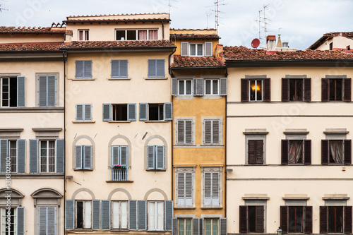 facades of various medieval houses in Florence