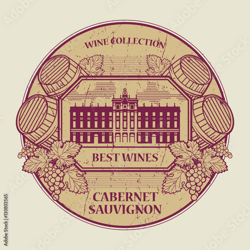 Stamp label with text Best wines collection, Cabernet Sauvignon