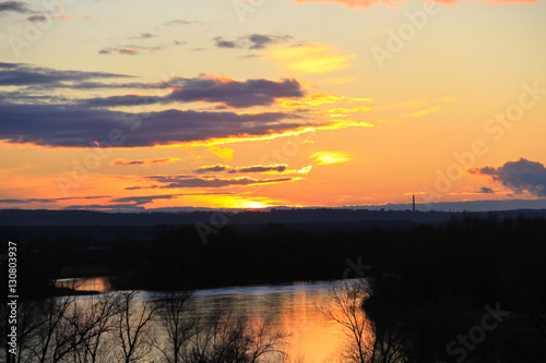 Sunset over the river Dnieper