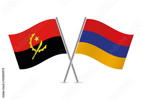 Angola and Armenia flags. Vector illustration.