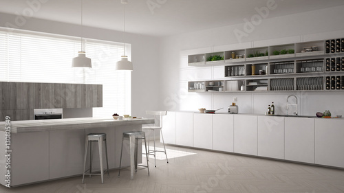 Scandinavian white kitchen  minimalistic interior design