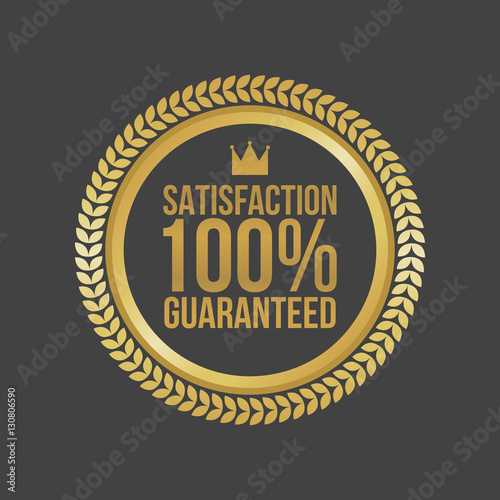 Vector Satisfaction Guaranteed Gold Sign, Round Label