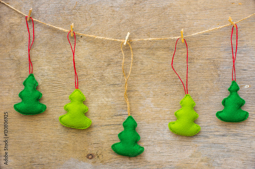 Christmas tree on wooden background