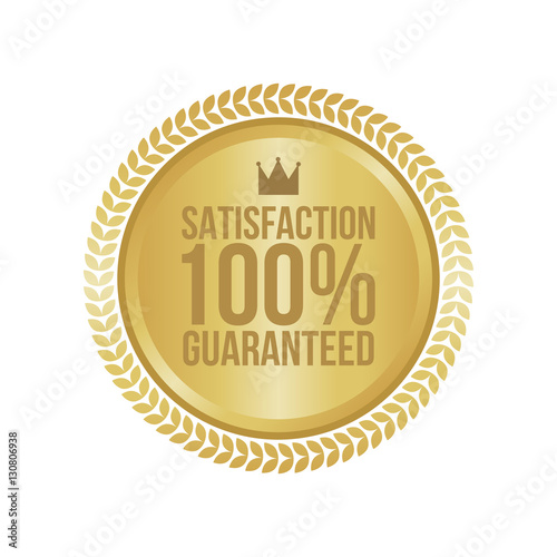 Vector Satisfaction Guaranteed Gold Sign, Round Label