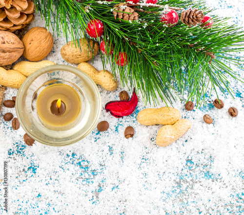 Christmas Decoration Over Wooden Background