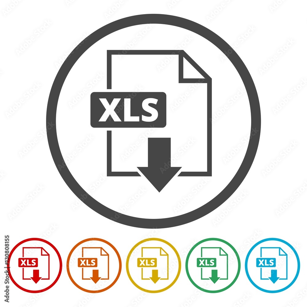 The XLS icon, File format symbol set The XLS icon, File format symbol set