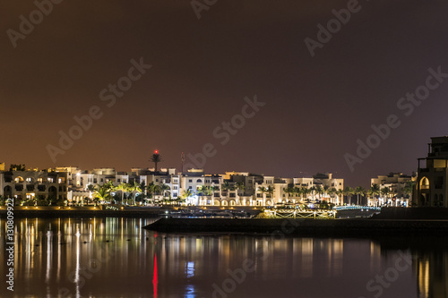 Amazing night lights Sultanate Oman Souly Bay harbour and Hotels Oceanside 6