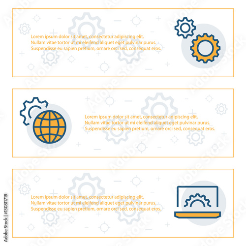 Simple banners set of engineering items. Vector illustration.