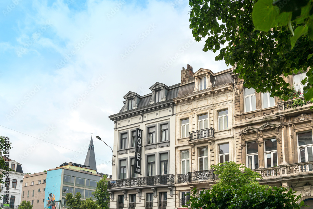 BRUSSELS, BELGIUM - June 8, 2016. Street view of Buildings aroun