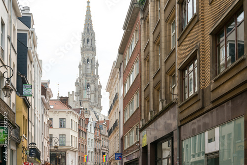 BRUSSELS, BELGIUM - June 8, 2016. Street view of old town in Bru