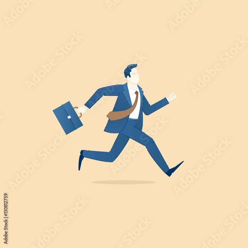 Business concept vector illustration of a hurrying businessman