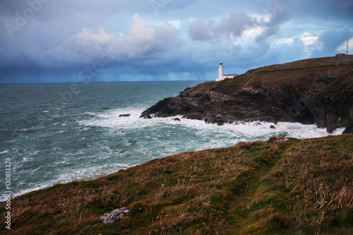 Trevose Head Lighthouse in Cornwall, England.