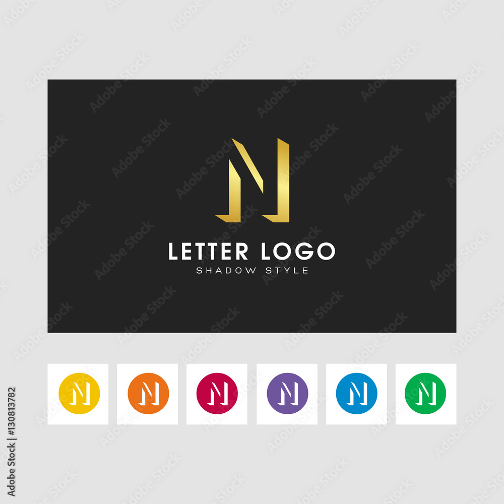 Obraz premium shadow letter logo. gold color and some other colors