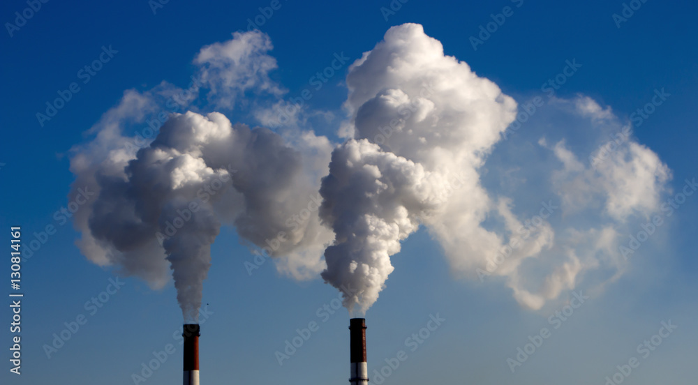 the smoke from the pipe of the plant, the emission harmful gases into the atmosphere, greenhouse efekt the smoke from the pipe of the plant, the emission harmful gases into the atmosphere, greenhouse efekt
